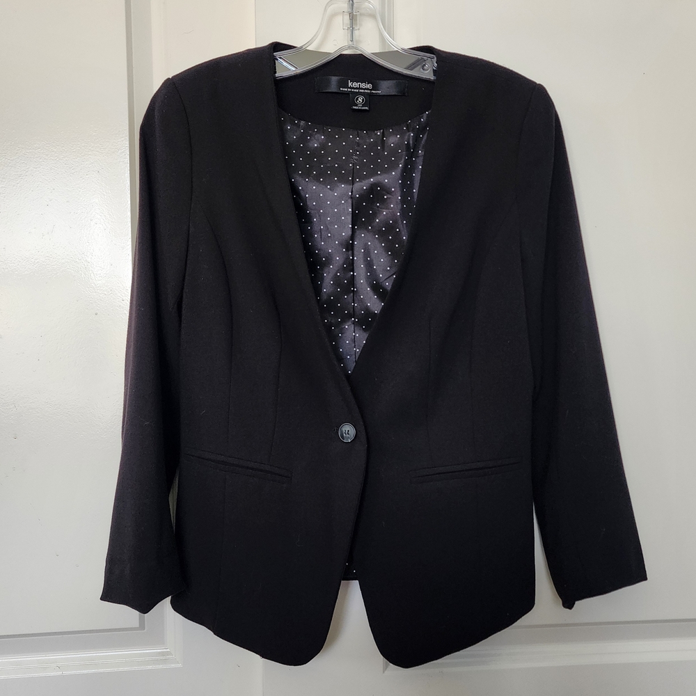 Kensie Black Blazer with Polka Dot Lining